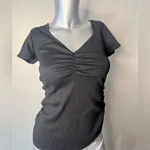 Black cinched top, fitted